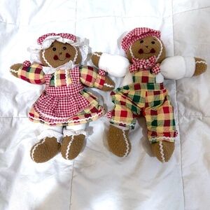 Ganz Country Gingerbread Rag Dolls Plush Christmas Country Style Plaid VTG